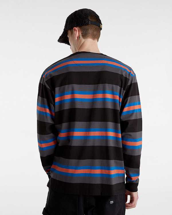 Men Vans Wilton Long Sleeve Knit Shirts Black Malaysia | VN2634708