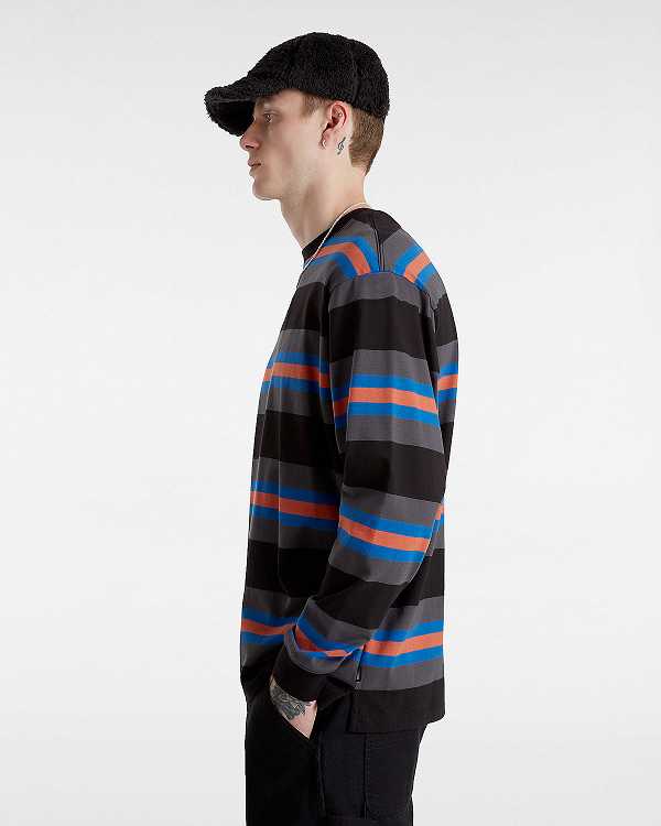 Men Vans Wilton Long Sleeve Knit Shirts Black Malaysia | VN2634708