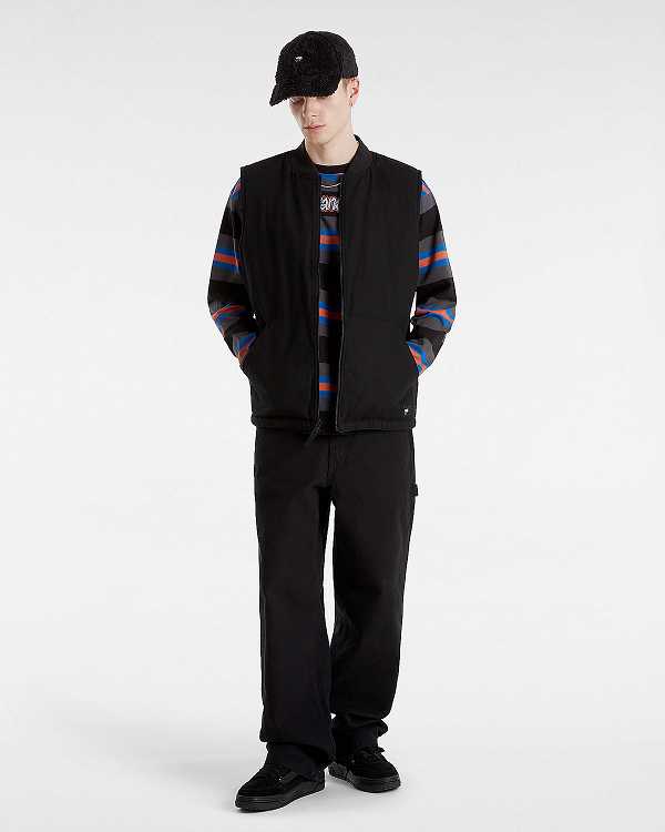 Men Vans Wilton Long Sleeve Knit Shirts Black Malaysia | VN2634708