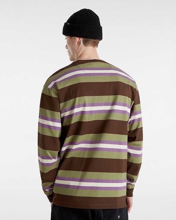 Men Vans Wilton Long Sleeve Knit T Shirts Green Malaysia | VN9265347