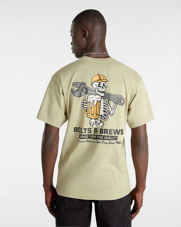 Men Vans Wrenched T Shirts Beige Malaysia | VN5392681