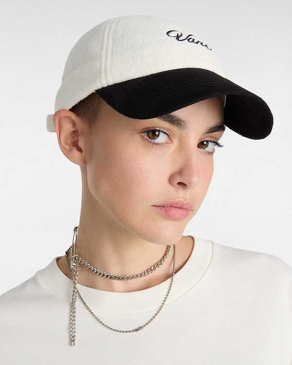 Unisex Vans Script Curved Bill Jockey Hats White Malaysia | VN6754839