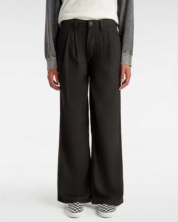Women Vans Alder Relaxed Pleated Pants Black Malaysia | VN5967213
