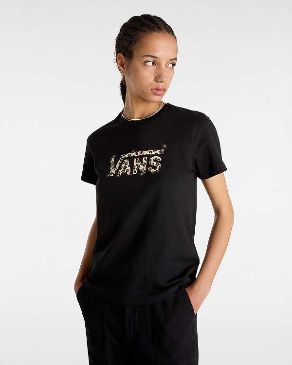 Women Vans Animalier Crew T Shirts Black Malaysia | VN9186403