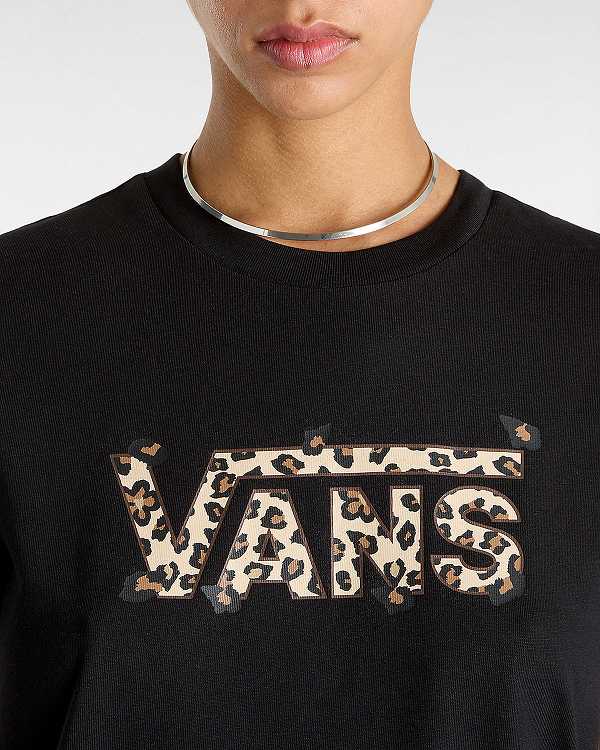 Women Vans Animalier Crew T Shirts Black Malaysia | VN9186403