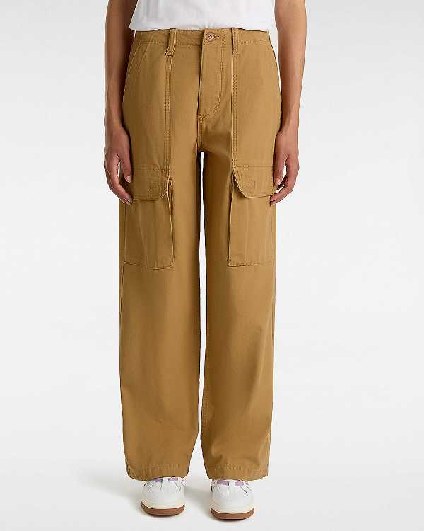 Women Vans Arroyo Wide Leg Cargo Pants Brown Malaysia | VN2897130