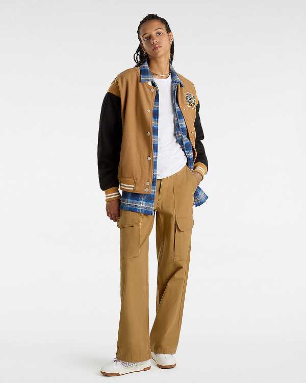 Women Vans Arroyo Wide Leg Cargo Pants Brown Malaysia | VN2897130