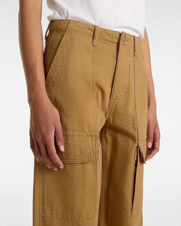Women Vans Arroyo Wide Leg Cargo Pants Brown Malaysia | VN2897130