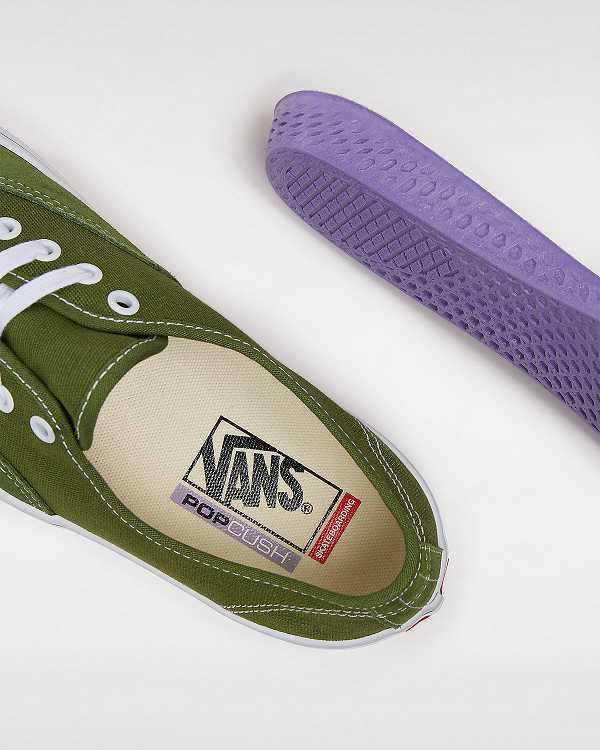 Women Vans Authentic Skate Shoes Green / White Malaysia | VN9841325