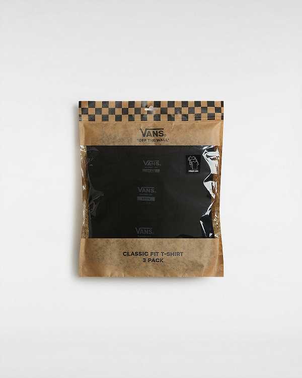 Women Vans Basic (3 pack) T Shirts Black Malaysia | VN6940371