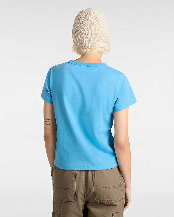 Women Vans Basic mini T Shirts Blue Malaysia | VN0849356