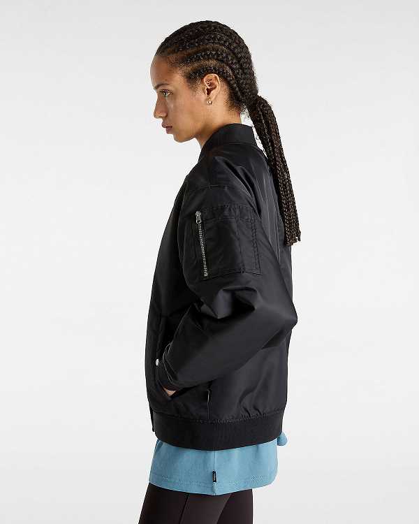 Women Vans Bennett Bomber Jackets Black Malaysia | VN2893504