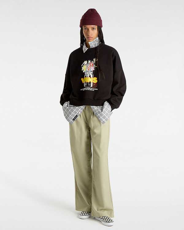 Women Vans Boquet Loose Crew Sweatshirt Black Malaysia | VN1934708