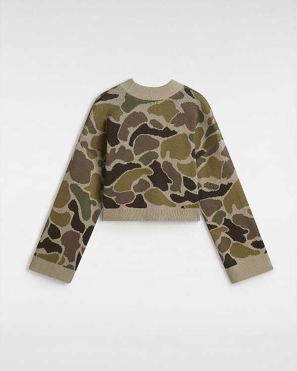 Women Vans Cammile Camo Sweater Brown Malaysia | VN4610359
