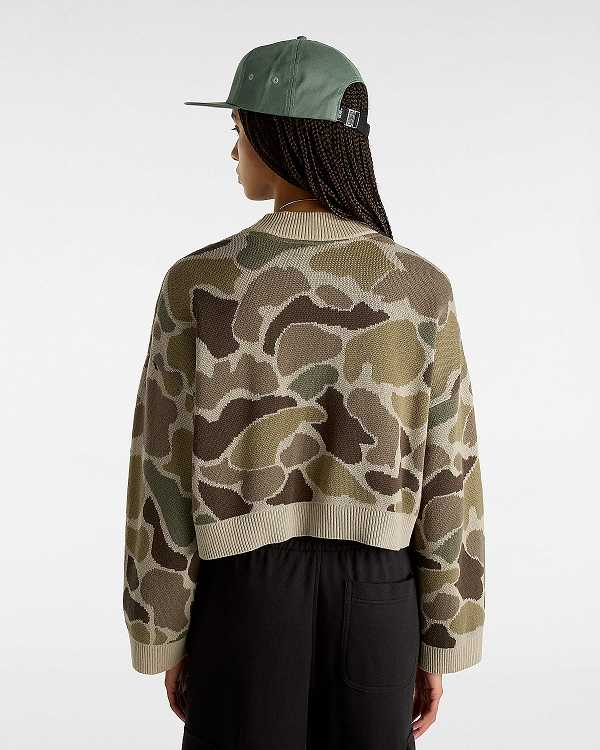 Women Vans Cammile Camo Sweater Brown Malaysia | VN4610359
