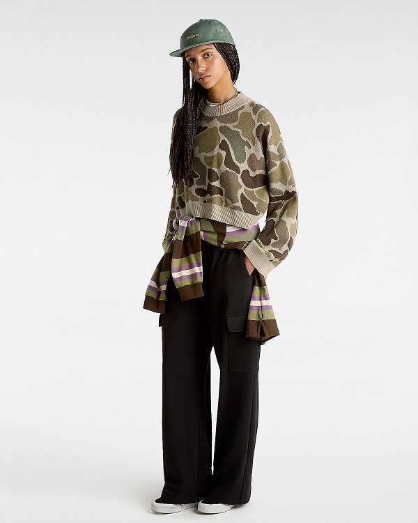 Women Vans Cammile Camo Sweater Brown Malaysia | VN4610359