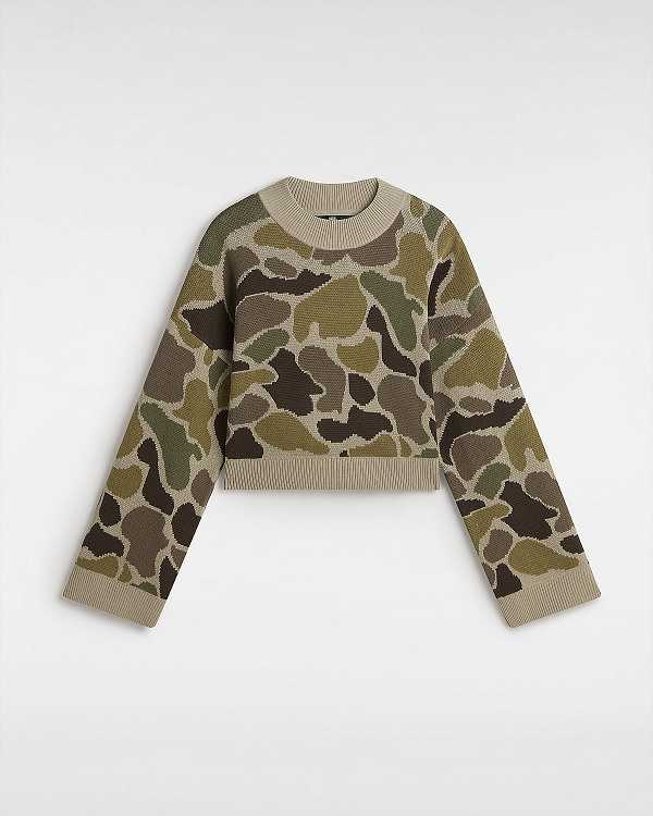 Women Vans Cammile Camo Sweater Brown Malaysia | VN4610359
