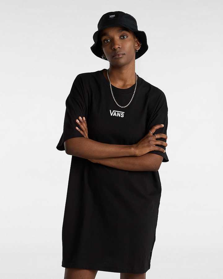 Women Vans Center Vee Tee Dress Black Malaysia | VN2910368