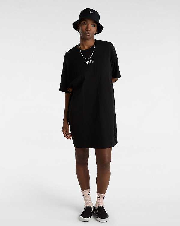 Women Vans Center Vee Tee Dress Black Malaysia | VN2910368
