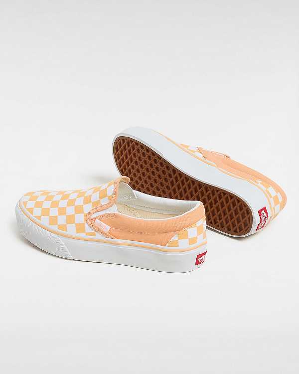 Women Vans Checkerboard Classic Slip-On Platform Shoes Orange Malaysia | VN1380645