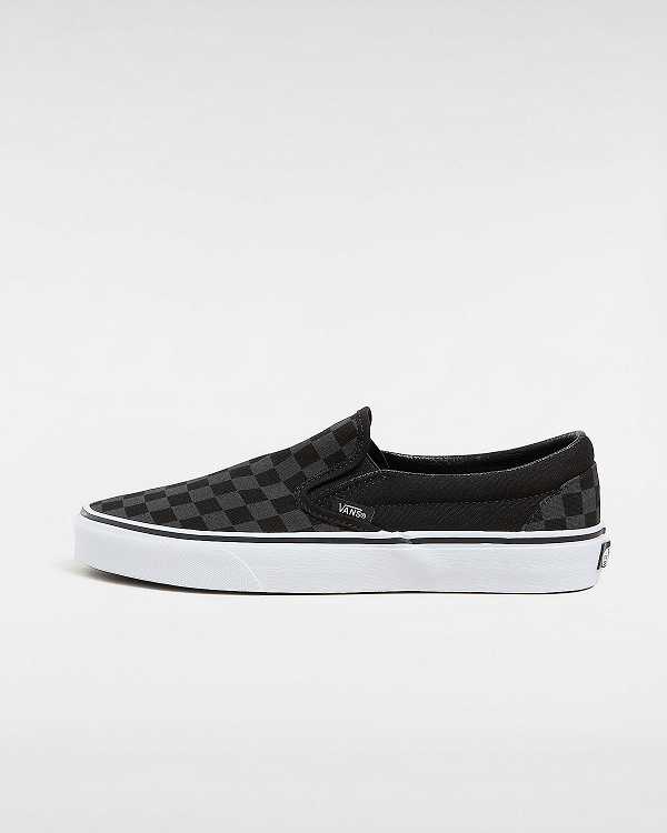 Women Vans Checkerboard Classic Slip On Shoes Black Malaysia | VN2734518
