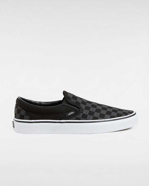 Women Vans Checkerboard Classic Slip On Shoes Black Malaysia | VN2734518