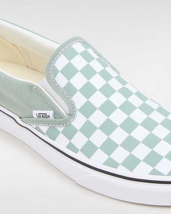 Women Vans Classic Checkerboard Slip On Shoes Green / White Malaysia | VN3167284