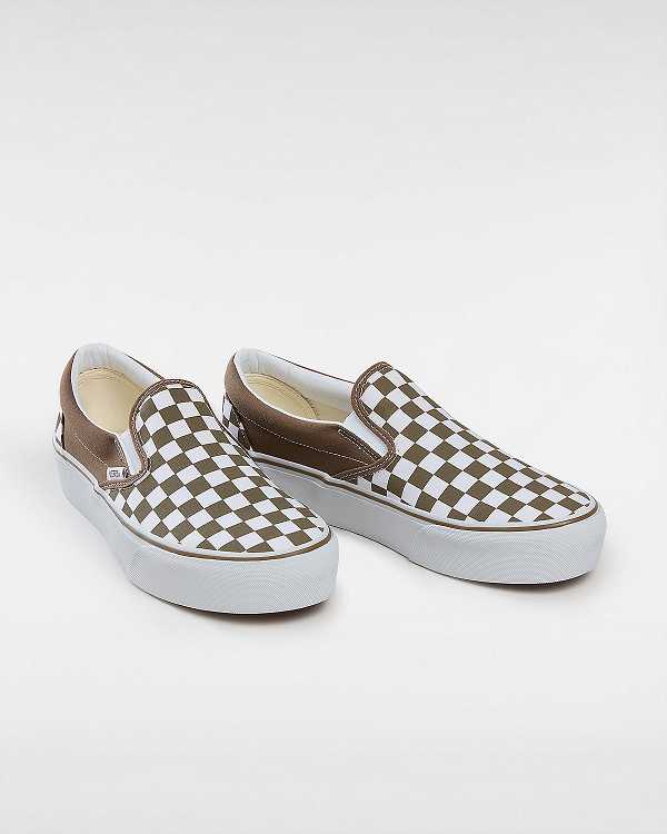 Women Vans Classic Slip-On Platform Shoes Brown Malaysia | VN5038461
