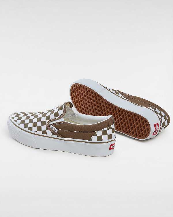 Women Vans Classic Slip-On Platform Shoes Brown Malaysia | VN5038461