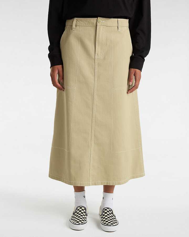 Women Vans Codey Long Flare Utility Skirt Beige Malaysia | VN4812056