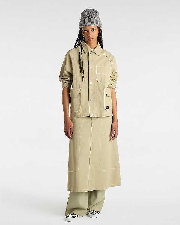 Women Vans Codey Long Flare Utility Skirt Beige Malaysia | VN4812056