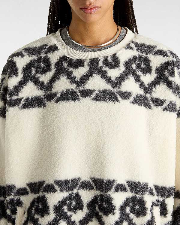 Women Vans Collett Boucle Crew Sweatshirt White Malaysia | VN8094517
