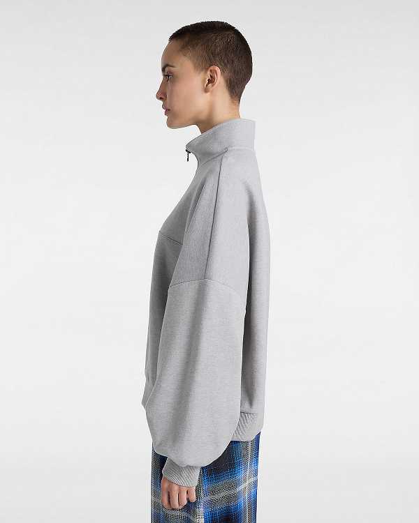 Women Vans Elevated Double Knit Loose Mock Neck Sweatshirt Grey Malaysia | VN3820159