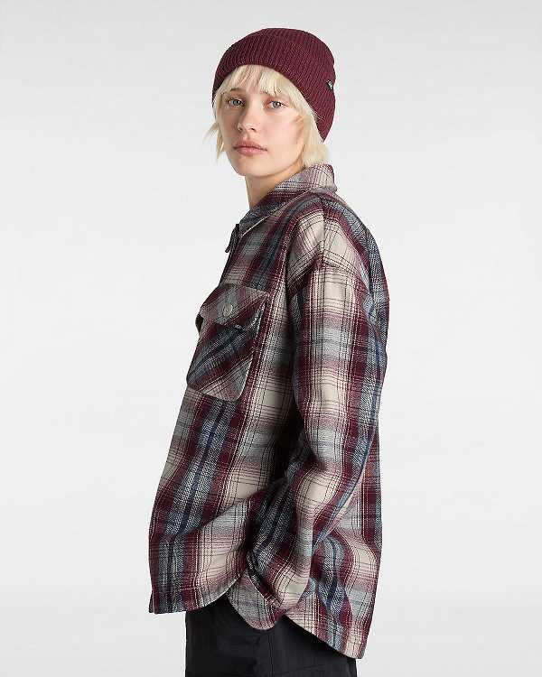 Women Vans Eliza Woven Shacket Shirts Burgundy Malaysia | VN8215706