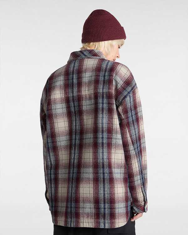 Women Vans Eliza Woven Shacket Shirts Burgundy Malaysia | VN8215706