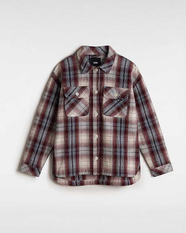 Women Vans Eliza Woven Shacket Shirts Burgundy Malaysia | VN8215706