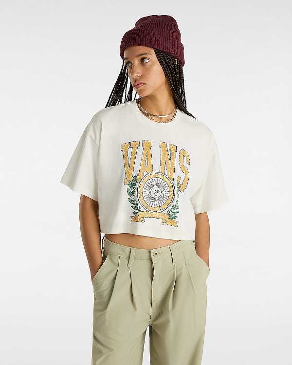 Women Vans First Team Relax Crop T Shirts White Malaysia | VN2035784