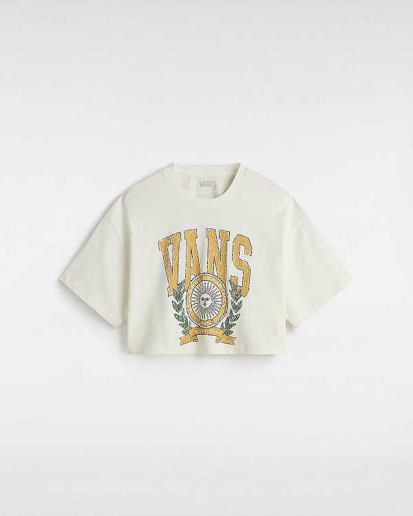 Women Vans First Team Relax Crop T Shirts White Malaysia | VN2035784