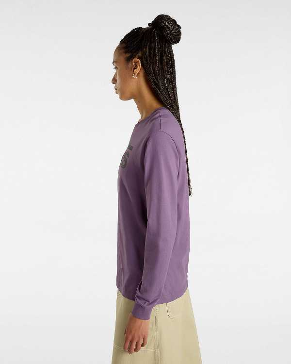 Women Vans Flying V Classic Long Sleeve T Shirts Purple Malaysia | VN8731940