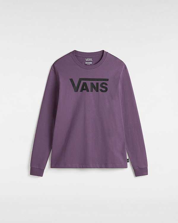Women Vans Flying V Classic Long Sleeve T Shirts Purple Malaysia | VN8731940