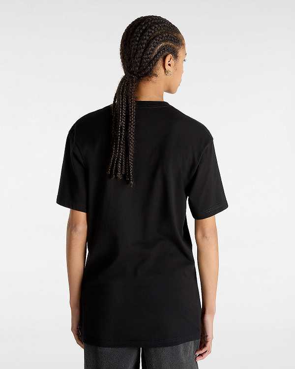 Women Vans Left Chest Logo T Shirts Black Malaysia | VN3052694