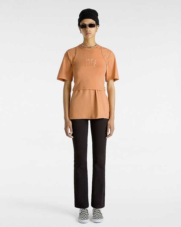 Women Vans Left Chest Logo T Shirts Orange Malaysia | VN1263987