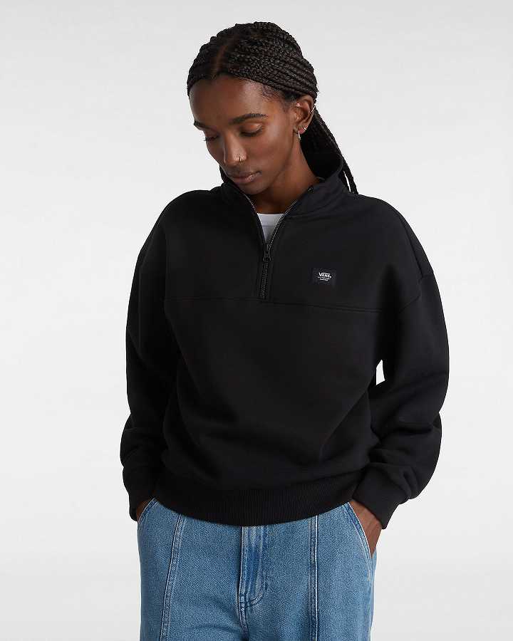 Women Vans Leighton Mock Neck Sweatshirt Black Malaysia | VN0491653
