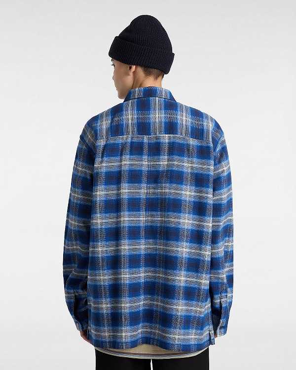 Women Vans Montwood Zip Flannel Shirts Blue Malaysia | VN0392578