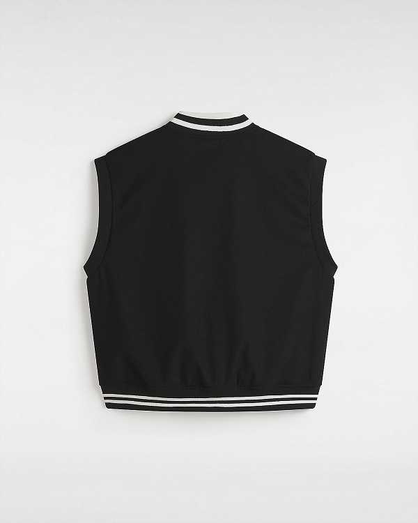 Women Vans Piper Stadium Vest Black Malaysia | VN5280479