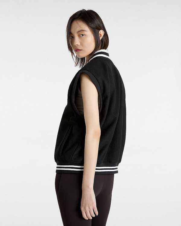 Women Vans Piper Stadium Vest Black Malaysia | VN5280479
