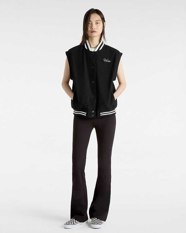 Women Vans Piper Stadium Vest Black Malaysia | VN5280479