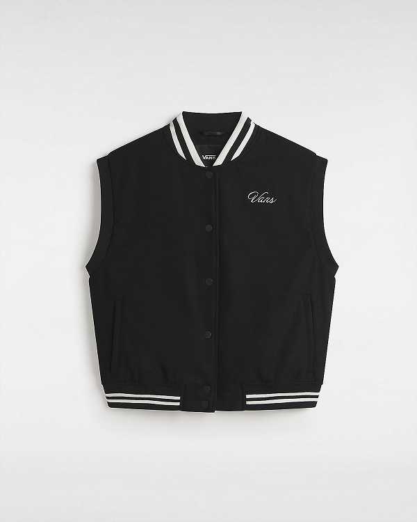 Women Vans Piper Stadium Vest Black Malaysia | VN5280479