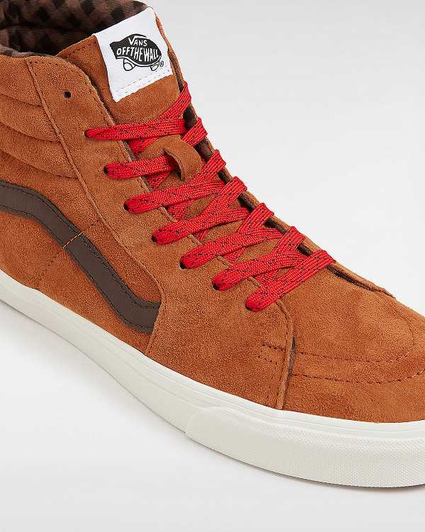 Women Vans Sk8-Hi Pig Suede Skate Shoes Brown / Orange Malaysia | VN0723146