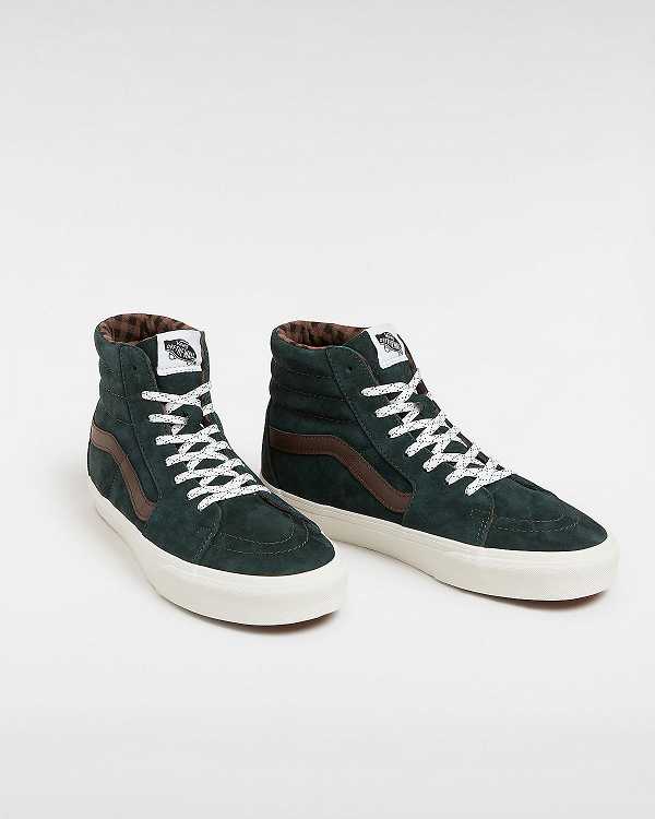 Women Vans Sk8-Hi Pig Suede Skate Shoes Green Malaysia | VN7240893